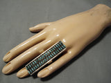 Fabulous Vintage Zuni Native American Sterling Silver Needle Turquoise Ring-Nativo Arts