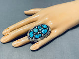 Tremendous Vintage Native American Navajo 6 Morenci Turquoise Sterling Silver Huge Ring-Nativo Arts