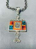 Important Vintage Native American Navajo Trcaey Turquoise Inlay Sterling Silver Necklace-Nativo Arts