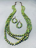 Incredible Vintage Native American Navajo Green Turquoise Sterling Silver Necklace-Nativo Arts