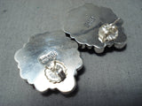 Fabulous Native American Navajo Sleeping Beauty Turquoise Sterling Silver Earrings-Nativo Arts