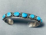 Ramond Secatero Vintage Native American Navajo Blue Gem Turquoise Sterling Silver Bracelet-Nativo Arts