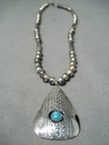 Amazing Vintage Native American Navajo Turquoise Sterling Silver Necklace Old-Nativo Arts