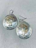 Astounding Native American Navajo Sterling Silver Kokopelli Earrings-Nativo Arts