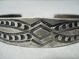 Important Early 1900's Vintage Native American Navajo Ingot Silver Hand Tooled Bracelet Cuff-Nativo Arts