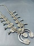 Rare Vintage Native American Navajo Cerrillos Turquoise Sterling Silver Squash Blossom Necklace-Nativo Arts