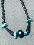 Exceptional Vintage Native American Navajo Kingman Turquoise Sterling Silver Necklace-Nativo Arts