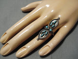 Impressive Vintage Zuni Native American Blue Gem Turquoise Sterling Silver Ring-Nativo Arts