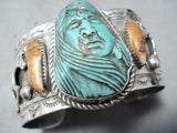 Native American One Of The Most Detailed Ever Turquoise Sterling Silver Bracelet-Nativo Arts