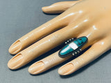 Native American Gorgeous Vintage Santo Domingo Turquoise Mother Of Pearl Sterling Silver Ring-Nativo Arts