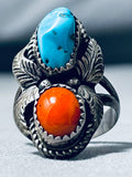 Wonderful Vintage Native American Navajo Morenci Turquoise Sterling Silver Ring Signed-Nativo Arts