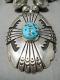 One Of Best Vintage Native American Navajo Thomas Singer Turquoise Sterling Silver Necklace-Nativo Arts