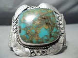 One Of Best Vintage Native American Navajo Squared Royston Turquoise Sterling Silver Bracelet-Nativo Arts