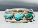 Cerrillos Turquoise Vintage Native American Navajo Blue Gem Sterling Silver Bracelet-Nativo Arts