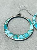 Exquisite Vintage Native American Zuni Blue Green Turquoise Sterling Silver Earrings-Nativo Arts