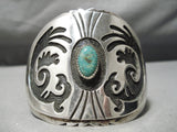 Heavy Thick Vintage Hopi Native American Navajo Royston Turquoise Sterling Silver Bracelet Old-Nativo Arts