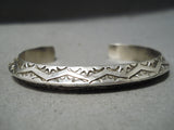 Detailed! Native American Sterling Silver Stamped Bracelet Cuff-Nativo Arts