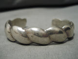 Unique 'Cloud' Vintage Native American Navajo Sterling Silver Hand Tooled Bracelet Old-Nativo Arts