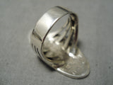 Important Native American Zuni Harland Coonsis Turquoise Sterling Silver Bird Inlay Ring-Nativo Arts