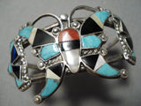 Marvelous Vintage Native American Zuni Native Turquoise Sterling Silver Butterfly Bracelet-Nativo Arts