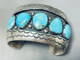 Rare Easter Blue Turquoise Vintage Native American Navajo Sterling Silver Bracelet-Nativo Arts