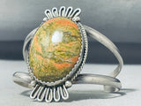 One Of A Kind Vintage Native American Navajo Green Orange Turquoise Sterling Silver Bracelet-Nativo Arts