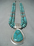 Native American Important Tony Aguilar Santo Domingo Turquoise Sterling Silver Necklace-Nativo Arts