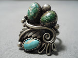 Incredible Vintage Native American Navajo Cerrillos Turquoise Sterling Silver Ring Old-Nativo Arts