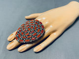 Dramatic Native American Navajo Colossal Coral Sterling Silver Ring-Nativo Arts