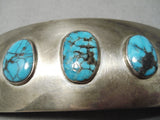 Big Vintage Native American Navajo Blue Thunder Turquoise Sterling Silver Hair Barette Hair Pin-Nativo Arts