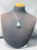 Betty Bennett Vintage Native American Navajo Turquoise Turtle Sterling Silver Necklace-Nativo Arts
