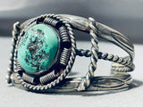 Coiled Cuff Vintage Native American Navajo Green Turquoise Sterling Silver Bracelet-Nativo Arts