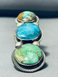 45 Gram Colossal Vintage Native American Navajo Turquoise Sterling Silver Ring-Nativo Arts
