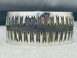 One Of The Most Unique Native American Navajo Sterling Silver Geometric Bracelet Cuff-Nativo Arts