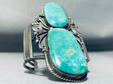 Museum Towering Vintage Native American Navajo Aqua Turquoise Sterling Silver Bracelet-Nativo Arts