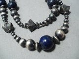 Spectacular Navajo Lapis Sterling Silver Necklace Native American-Nativo Arts