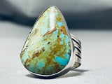 Huge Native American Green Turquoise Sterling Silver Ring-Nativo Arts