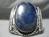 One Of The Largest Vintage Native American Navajo Lapis Sterling Silver Bracelet-Nativo Arts