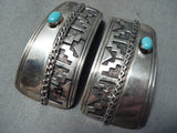 Fantastic Vintage Native American Navajo Sleeping Beauty Turquoise Sterling Silver Earrings Old-Nativo Arts