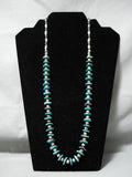 Incredible Vintage Native American Navajo Turquoise Sterling Silver Bead Necklace Old-Nativo Arts