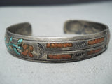 Marvelous Vintage Navajo Turquoise Sterling Silver Bracelet Native American Old-Nativo Arts