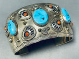Bigbear Footprints Vintage Native American Navajo Turquoise Sterling Silver Bracelet-Nativo Arts