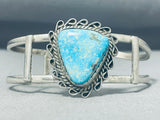 Gorgeous Vintage Native American Navajo Pilot Mountain Turquoise Sterling Silver Bracelet-Nativo Arts