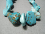 Chunky Dunky Vintage Native American Navajo Carico Lake Turquoise Necklace Old-Nativo Arts