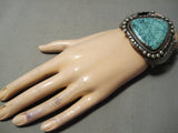 One Of The Best Vintage Native American Navajo Lone Mountain Turquoise Sterling Silver Bracelet-Nativo Arts