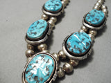 Wonderful Vintage Native American Navajo Baca Sterling Silver Blue Turquoise Necklace-Nativo Arts