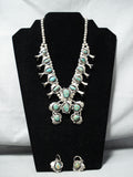 Women's Vintage Native American Navajo Royston Turquoise Sterling Silver Squash Blossom Necklace-Nativo Arts
