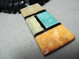 So Detailed!! Native American Santo Domingo Turquoise Inlay Necklace-Nativo Arts