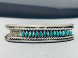 Very Old Beautiful Vintage Native American Zuni Needle Turquoise Sterling Silver Bracelet-Nativo Arts