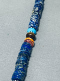 Chunky Dunky Tubule Vintage Native American Navajo Lapis Sterling Silver Necklace-Nativo Arts